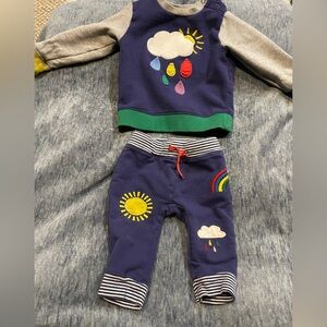 Baby Boden Rainbow cloud pants and sweater set size 9-12 months